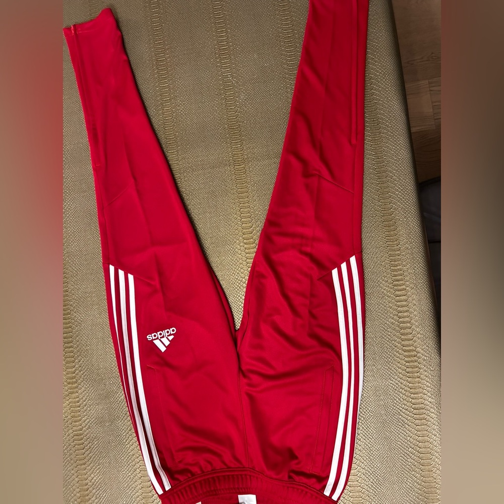 Adidas track pants red with white stripes men’s xs
